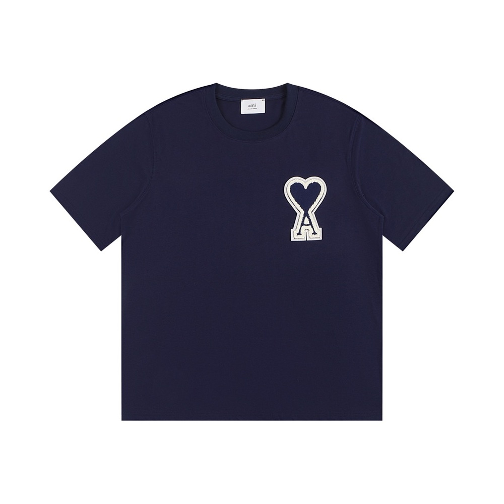AMI Heart Logo Cotton T Shirt Relaxed Fit Unisex